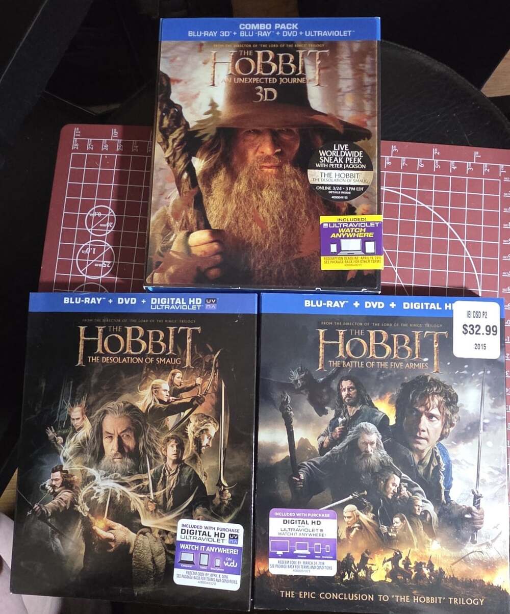 The Hobbit Trilogy 3D Blu-ray DVD Lot
